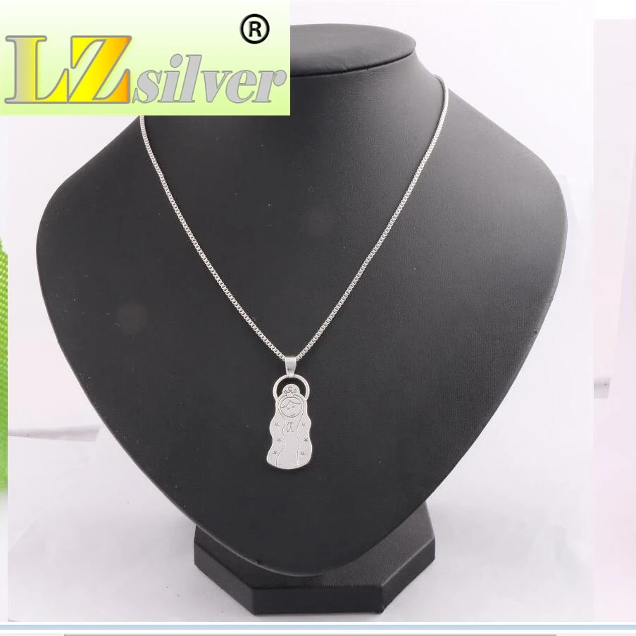 

Russian Nesting Doll Pendant Necklaces 24 inches Chains 31.9x14.46mm Zinc Alloy N204