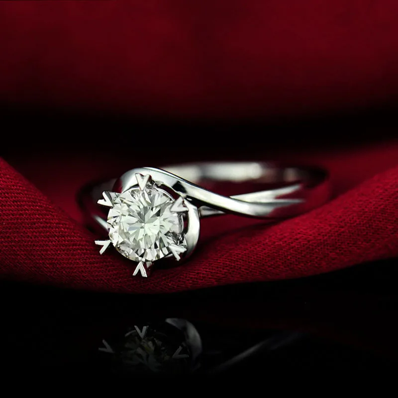 Настоящее серебро 990 пробы свадебные кольца для женщин в форме сердца шесть