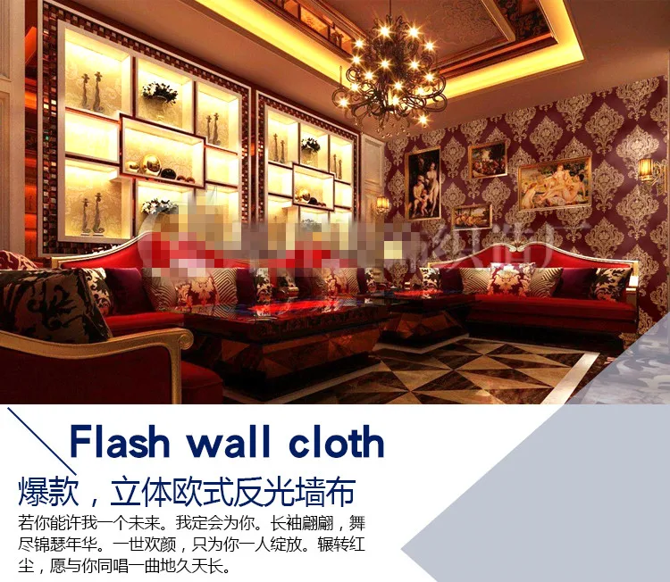 1.37m wide 3d flash wall cloth European wall paper bar wallpaper entertainment hall decoration gold foil metal texture laser