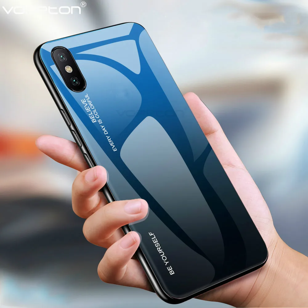 For iPhone 7 8 Plus Xs max Phone Case Gradient Tempered Glass Hard Back Cover 6 6s Xr Patterned funda |