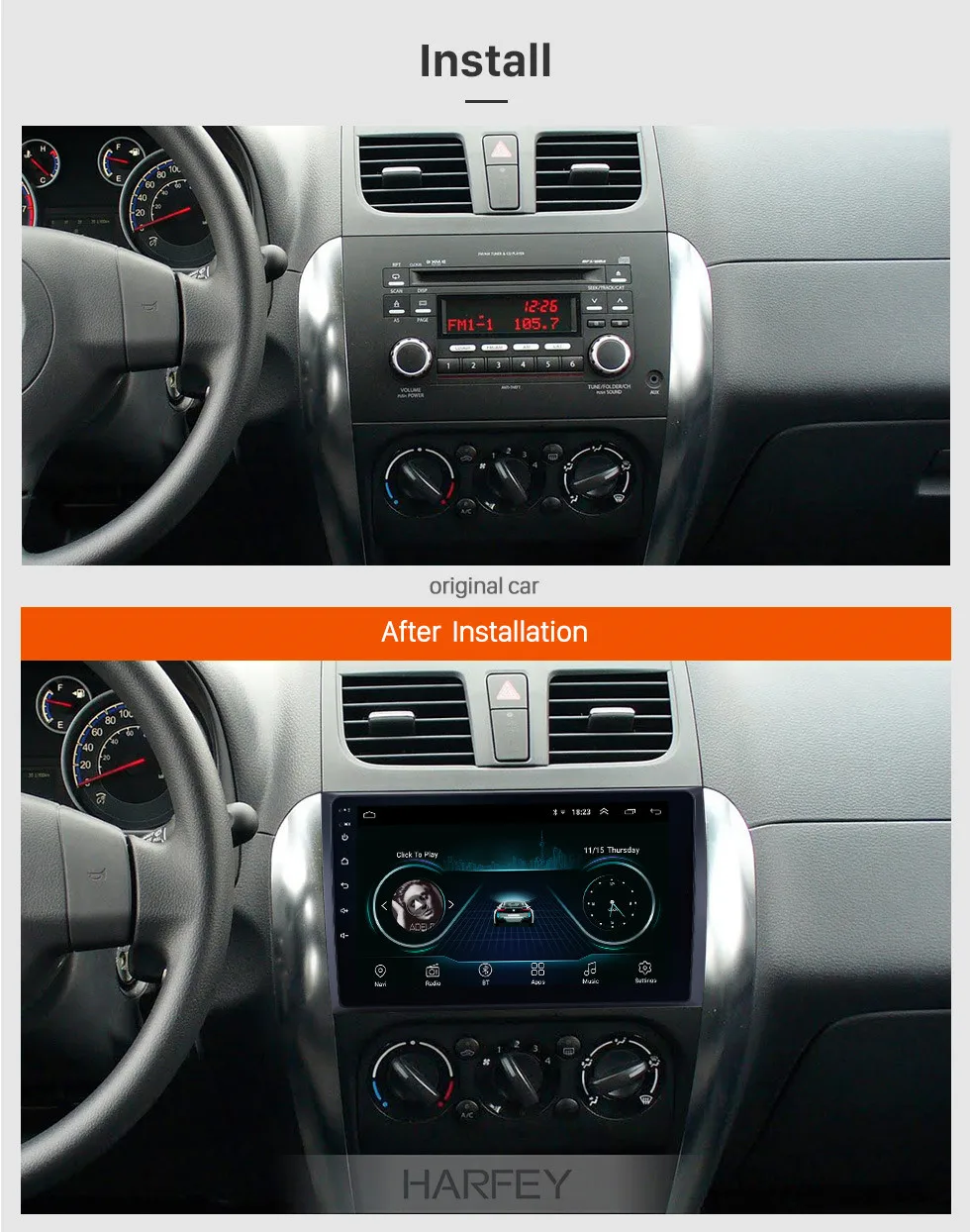 Harfey Android 8,1 HD сенсорный экран для Suzuki SX4 2006-2012 с радио OBD2 3g wifi Bluetooth Автомобильный мультимедийный плеер AUX SWC