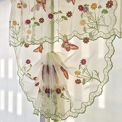 Fold butterfly tull Тюлевые занавески для кухни, спальни, гостиной, декоративные занавески Terri Wong Fire red butterfly с вышитым узором - Цвет: Fold butterfly tull
