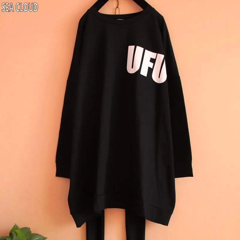 

82 Spring plus size clothing long-sleeve T-shirt loose basic patchwork print letter color shirt cotton t shirt for 150kg