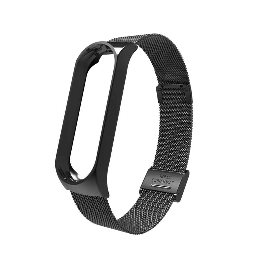 Mi Band 3 ремешок металлический Безвинтовой нержавеющей стали для Xiaomi mi ремешок 3 браслет mi Band 3 Pulseira браслеты - Цвет: black
