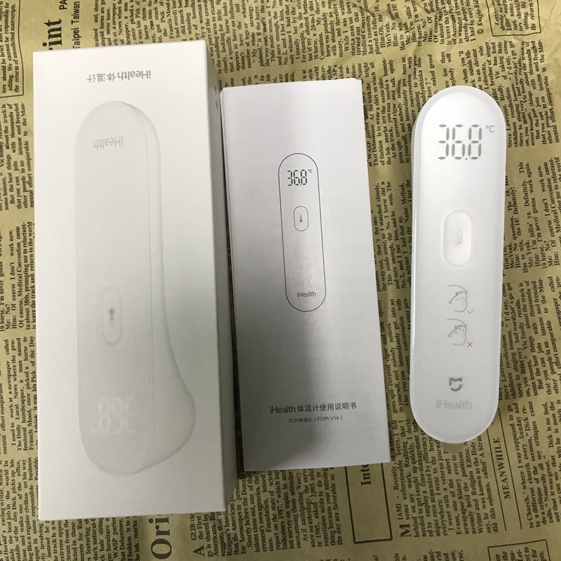 Розничная коробка Xiaomi iHealth термометр с точным цифровым термометром инфракрасный клиническое Бесконтактное измерение с светодиодный четким считыванием