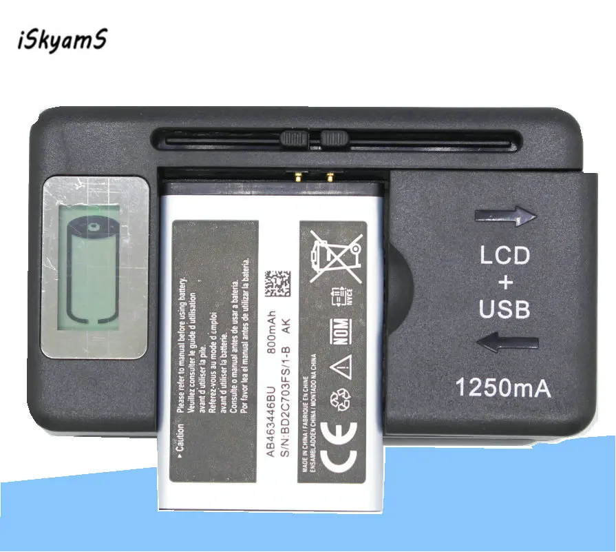 1x 800mAh AB463446BU Заменительный аккумулятор + Зарядное устройство для Samsung SGH GH E251 E258 E350 E428 E500 X208 E900 E908 C512 X630 X680 и др.
