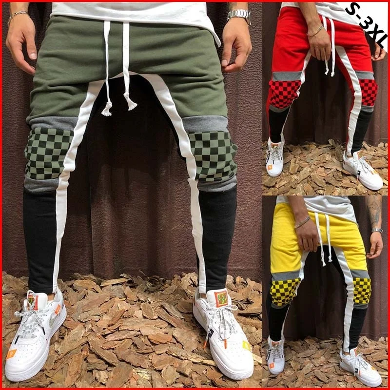 Беговые брюки в повседневном стиле однотонные мужские хлопковые эластичные