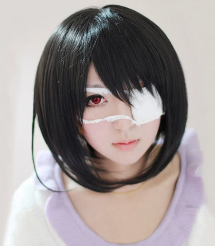 Wig and Eye Patch Другой Мэй Мисаки короткий черный стиль жаростойкие волосы Косплей Костюм парик+ дополнительный глаз патч - Цвет: Wig and Eye Patch