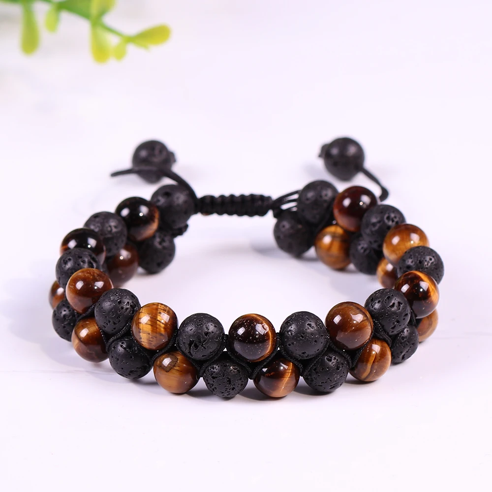 Вулканической лавы Stonebracelet энергетическая Йога браслет желтый тигровый глаз из