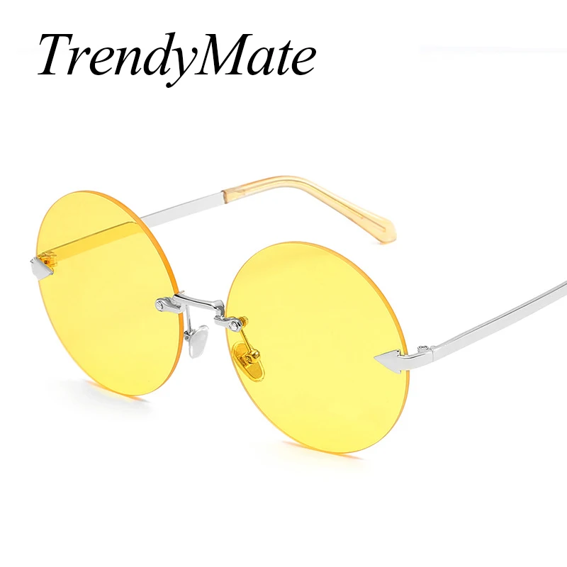 2017 Круглые Солнцезащитные очки без оправы для женщин вечеринок UV400 металлическая