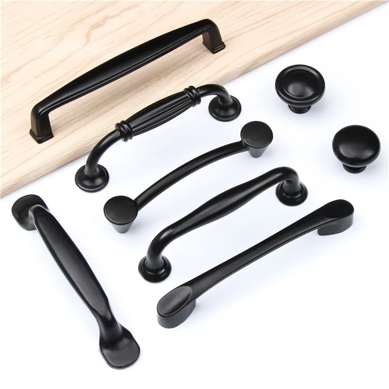 Ручки для шкафов из алюминиевого сплава черные ручки кухонного шкафа ящиков