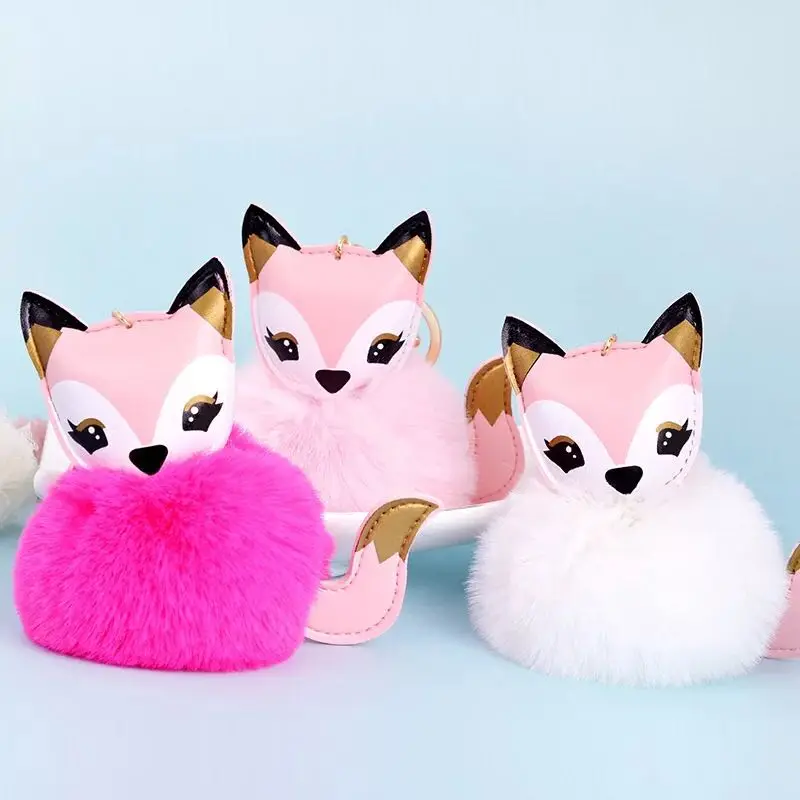 Новинка брелок в виде маленькой лисы с шариком для волос милый автомобиля