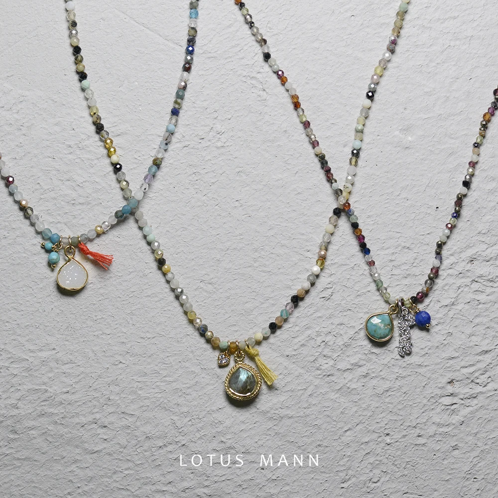Женский мини-чокер Lotus Mann чокер с различными камнями лабрадорит 12 знаков зодиака