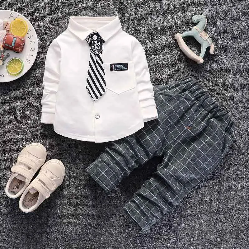 BibiCola Baby Boy Clothing Sets Fashion Spring Long Sleeve Formal Gentleman Set 2pcs For Outfit Children Suit |