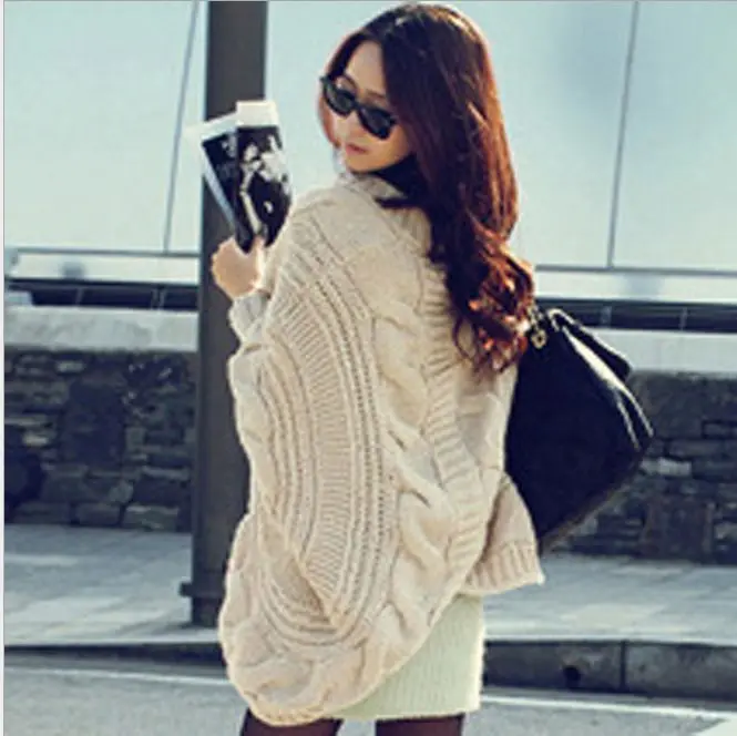 Женский кардиган с рукавами летучая мышь Повседневный Кардиган из грубой шерсти