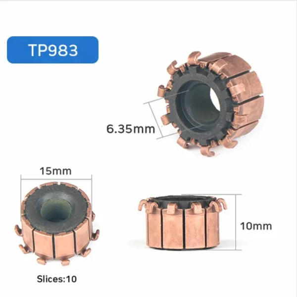 6.35x15x10mm TUNGFULL 15x6,35x10 мм 2 шт. медный стержень генератора коллектора двигателя микро-просверленные тонны коллектор для арматуры Реверсивный инструмент - Цвет: 6.35x15x10mm