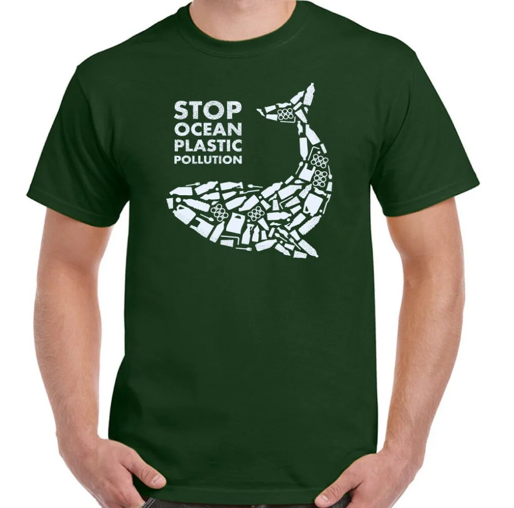 Мужская футболка из пластика Stop Ocean экологичный топ с рисунком Кита Новое