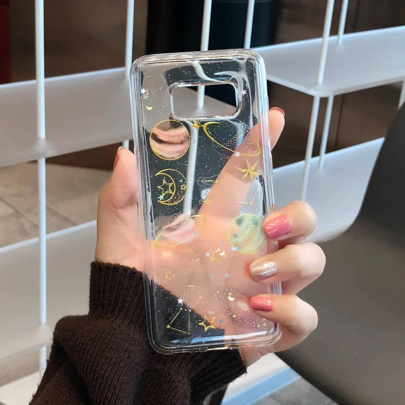 Блестящий Прозрачный чехол для телефона Samsung Galaxy S11 S8 S9 S10 Plus Note 10 8 9 Planet астрономия