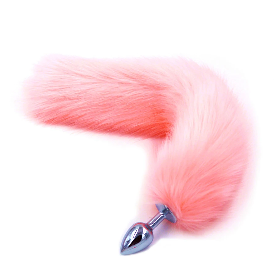 Pink Artificial Fox Tail Plush Fur With Metal Anal plug 40cm Long Butt Sex Toys cosplay Role Play Drop Shipping | Красота и здоровье