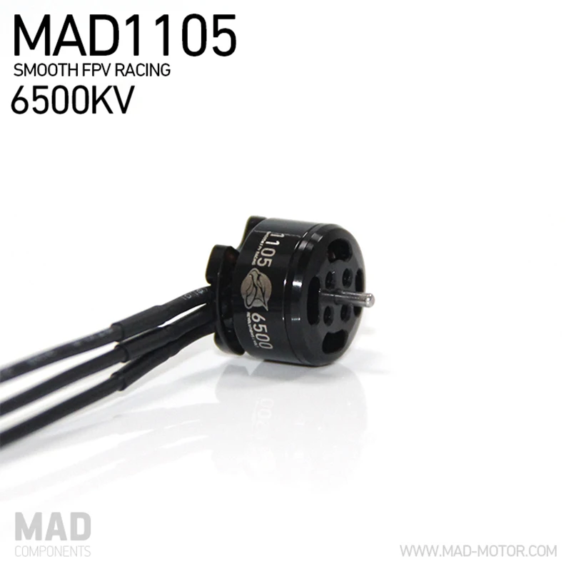 4 шт. миниатюрный бесщёточный электродвигатель MAD 1105 6500KV для 130 150 FPV Racer 4-осевой