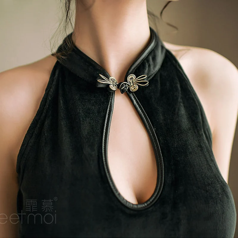 Женское сексуальное эротическое нижнее белье с вышивкой и воротником-стойкой