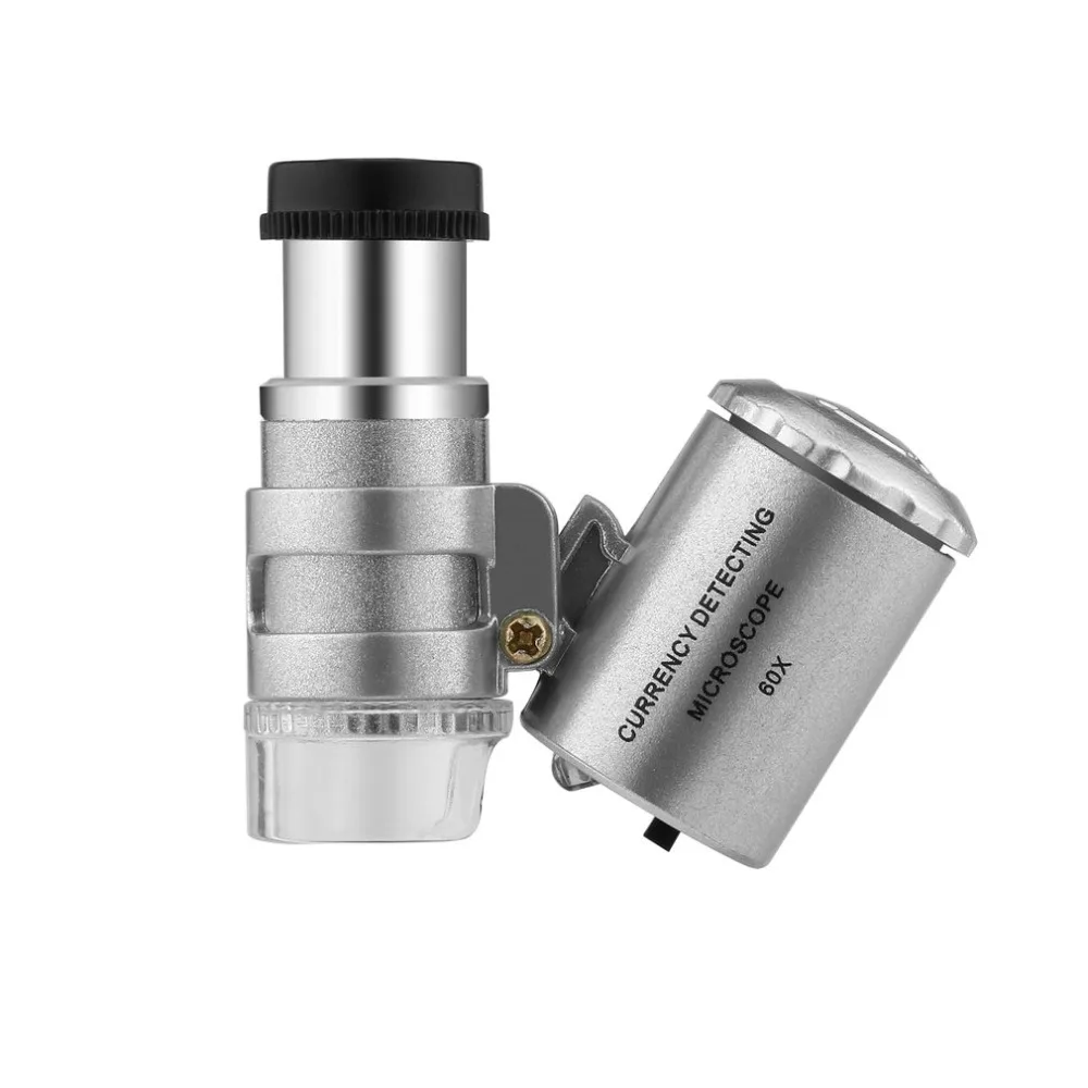 Мини портативный 60X микроскоп для обнаружения денег ручной тестер Лупа Стекло