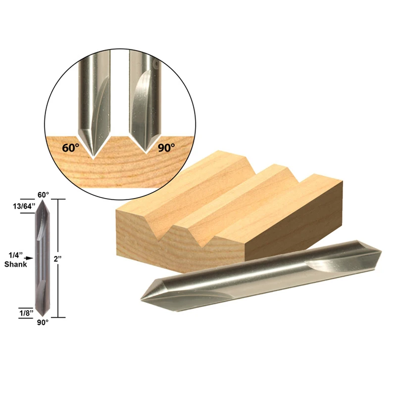 1 шт. Концевая фреза с двойным концом твердосплавная 1/4 дюйма 60 градусов 90