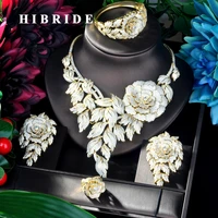 hibride new luxury flower necklace pendant gold color luxury women jewelry set for bridal party accessories jewelry gifts n 923