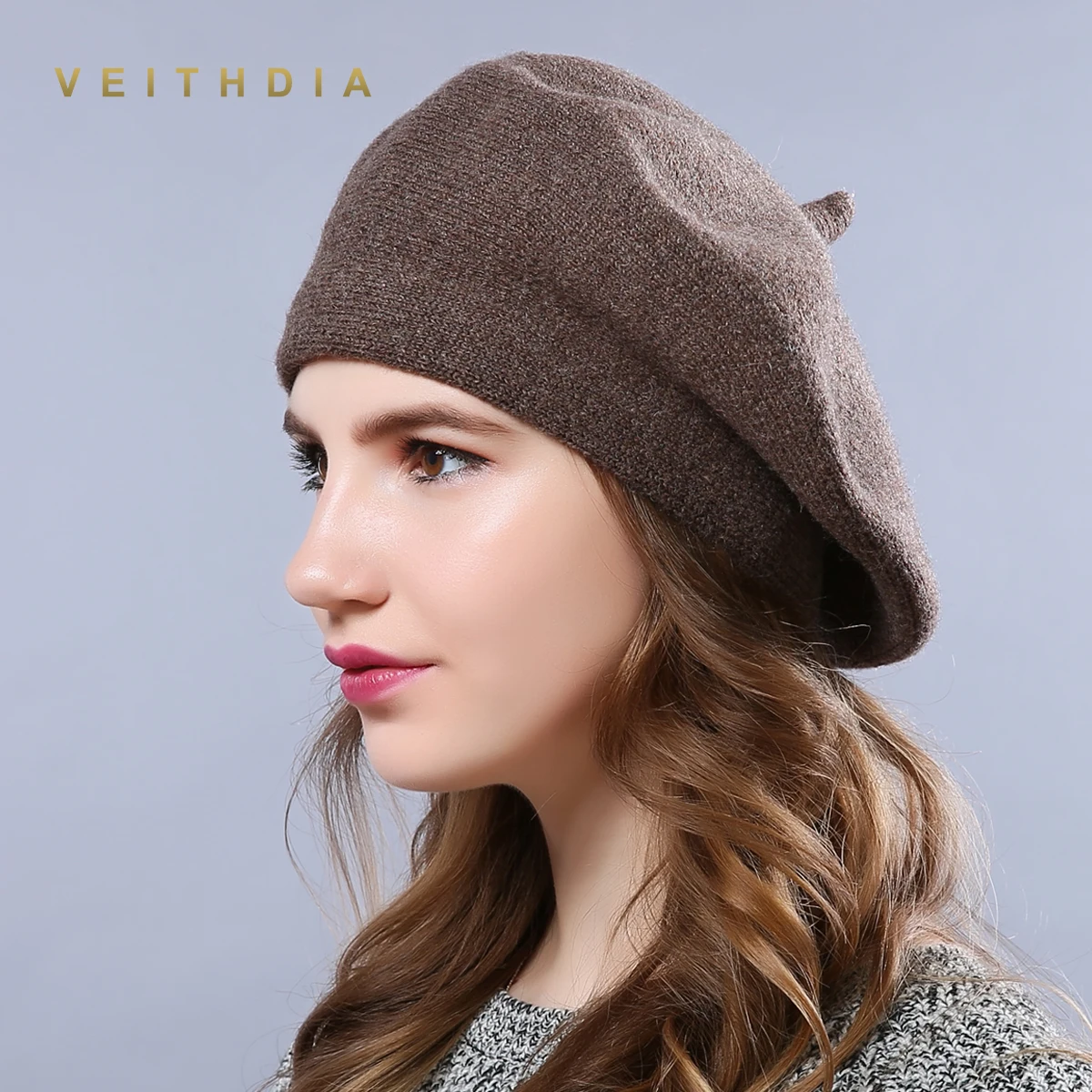 VEITHDIA, зимние шапки-береты, новинка, шерсть, кашемир, женские, теплые, брендовые, повседневные, высокое качество, женские, Vogue, вязаные шапки для девочек, шапка - Цвет: Хаки