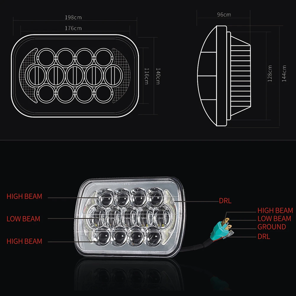 1pcs 5X7 inch 85W h4 LED HEADLIGHT 7x6 headlamp DRL for Jeep Wrangler YJ Cherokee XJ truck FLD 50 60 70 80 Firebird Celica | Автомобили и
