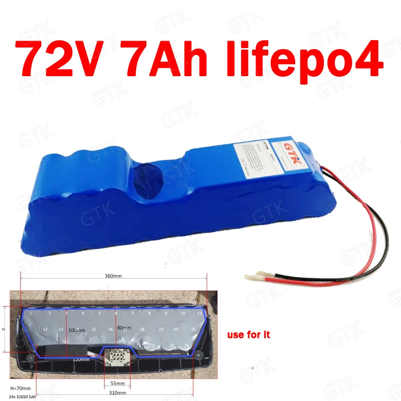 GTK 72 v 10Ah lifepo4 аккумулятор 72 v литиевая батарея 30A BMS для 1000 W 2000 w комплект электрического скутера электровелосипед велосипед+ 2A зарядное устройство