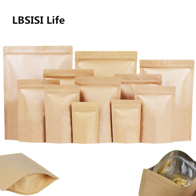 Сумка из крафт бумаги LBSISI Life 100 шт. алюминиевая пленка на молнии с замком для