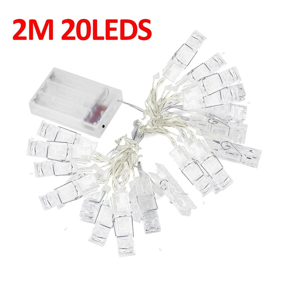 2M 20LEDS Photo Clip DIY украшения для свадебной вечеринки светодиодные гирлянды Рождественские огни Новогодние рогатки Праздничная лампа фото клип wesele dekoracje - Цвет: 2M 20LEDS Photo Clip