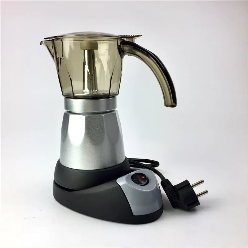 Silver 6 чашек, 300 мл, электрическая Эспрессо-Кофеварка, итальянский кофе Moka, кофейник, кофейник Moka, v60, фильтры, кофе-машина Mocha - Цвет: Silver