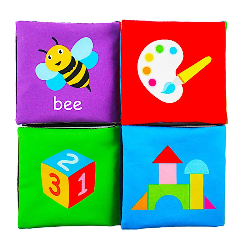 4PCS Infant Black And White Enlightenment Paper English Cloth Book Early Education Puzzle Baby Tear Not Bad Palm | Игрушки и хобби