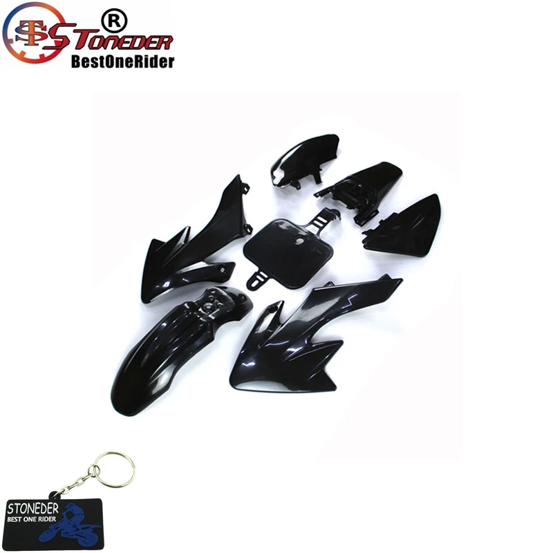 Black STONEDER обтекатель пластиковый крыло комплект для XR50 CRF50 SSR Thumpstar топает Coolster Pitsterpro Braaap SDG GPX DHZ 50-160cc питбайк - Цвет: Black