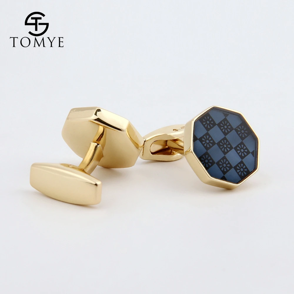 Запонки для мужчин TOMYE XK19S060 золотистые синие модные запонки рубашек в подарок |