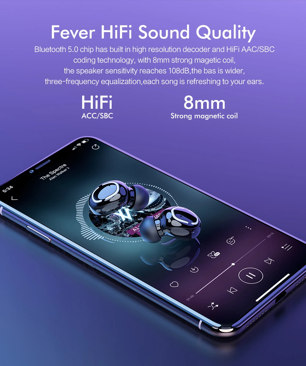 ROCK Bluetooth 5,0 наушники HBQ TWS Беспроводные спортивные наушники с громкой связью 3D стерео игровая гарнитура с микрофоном 1500 мАч зарядная коробка