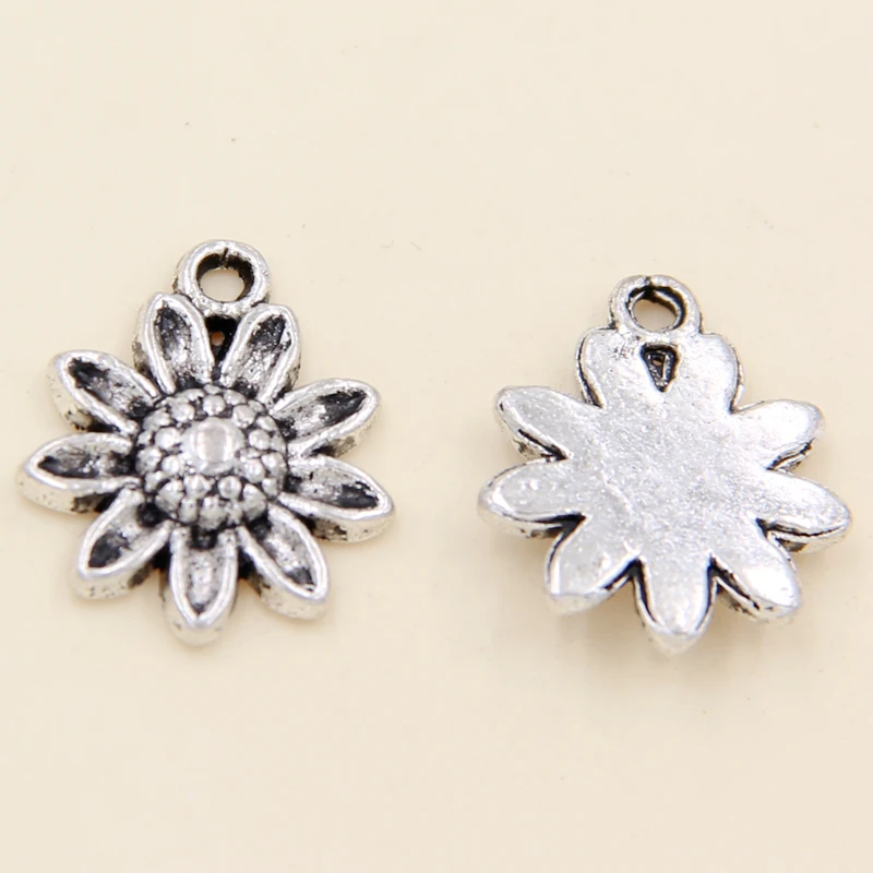 

Wholesale 40pcs Tibetan Silver Flowers Charms Pendants 14x16mm