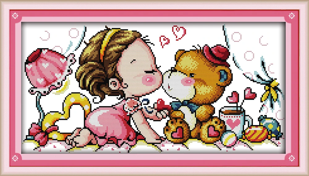 Kiss bear для мальчиков и девочек с изображениями из мультфильмов живопись Счетный