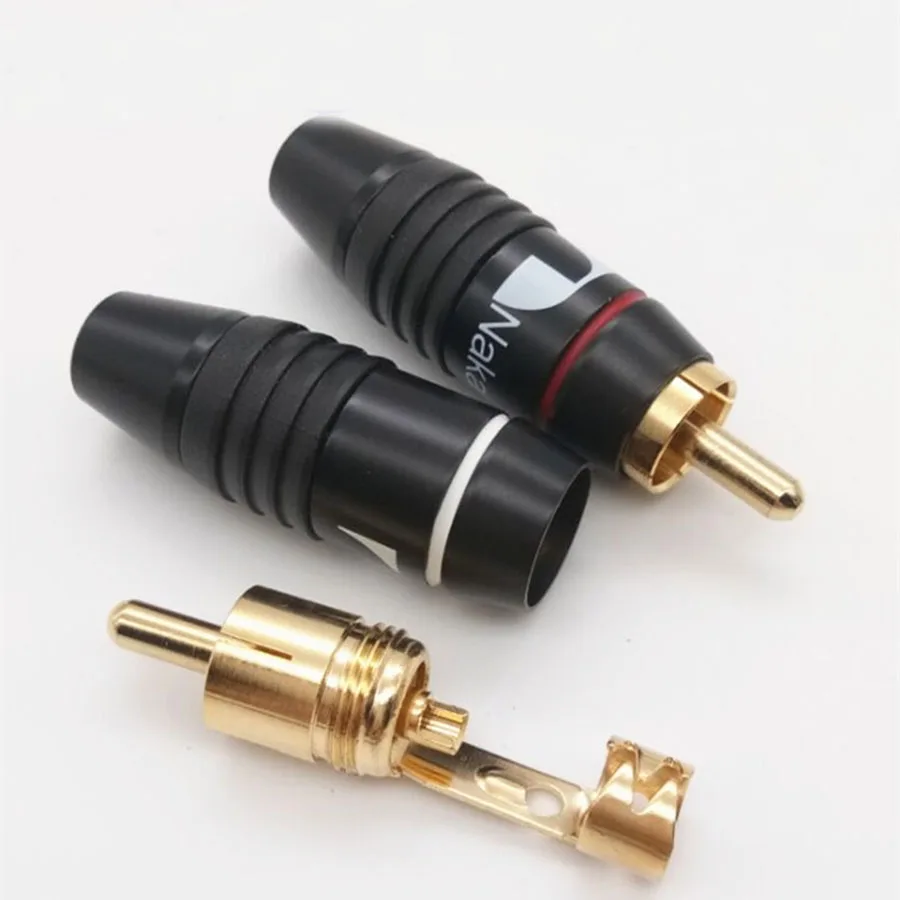EClyxun 10 шт. латунный Nakamichi RCA Штекерный разъем аудиокабель Позолоченный черный для
