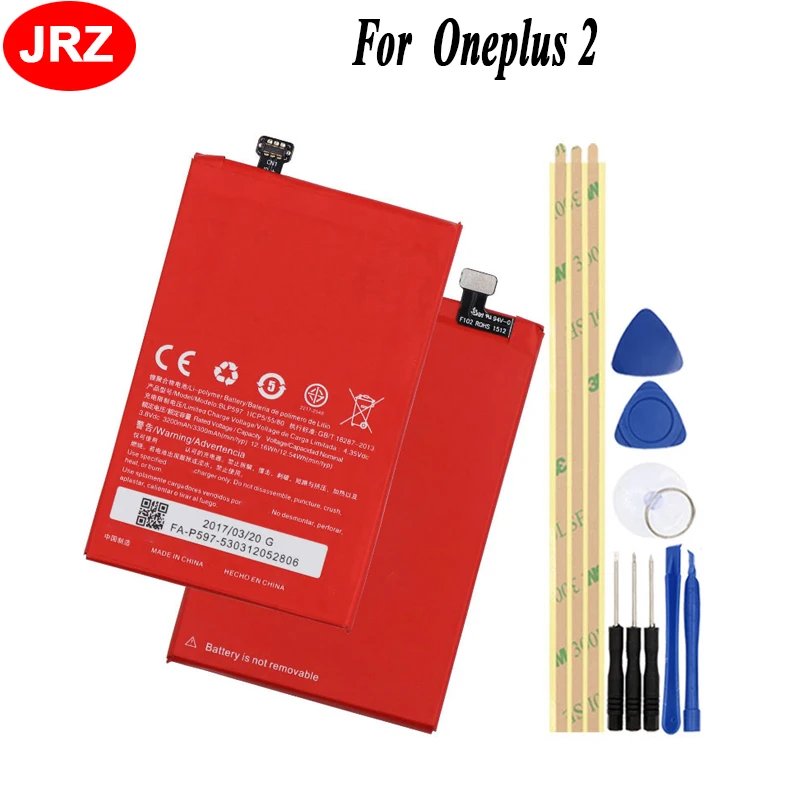 JRZ BLP597 батарея для Oneplus 2 One Plus два телефона аккумулятор 3200/3300 мАч Высокая емкость 3 8