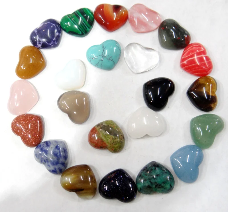 

30pcs Natural Stone Crystal Agates Turquoises Heart Shape Cab Cabochons No Hole Beads For Making Jewelry DIY 15x18mm Wholesale