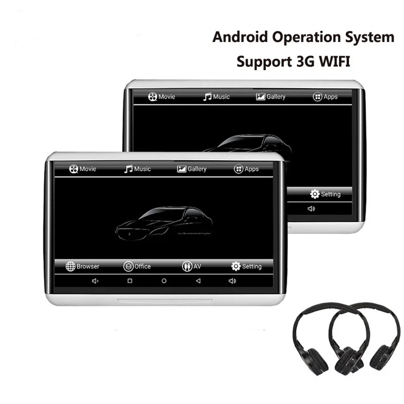 2 monitor 2 headset Cemicen 10,6 дюймов Android 6,0 3g wifi Автомобильный подголовник монитор HD 1080P видео плеер сенсорный экран Поддержка MP5/USB/SD/FM/IR/Bluetooth - Цвет: 2 monitor 2 headset