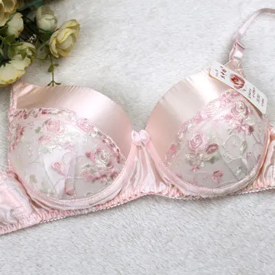 PINK LSWX01 Чистый Шелковый бюстгальтер шелк тутового двойного лица Анти-аллергия шелковые кружевные бюстгальтеры 32 34 36 38 40 AB - Цвет: PINK LSWX01