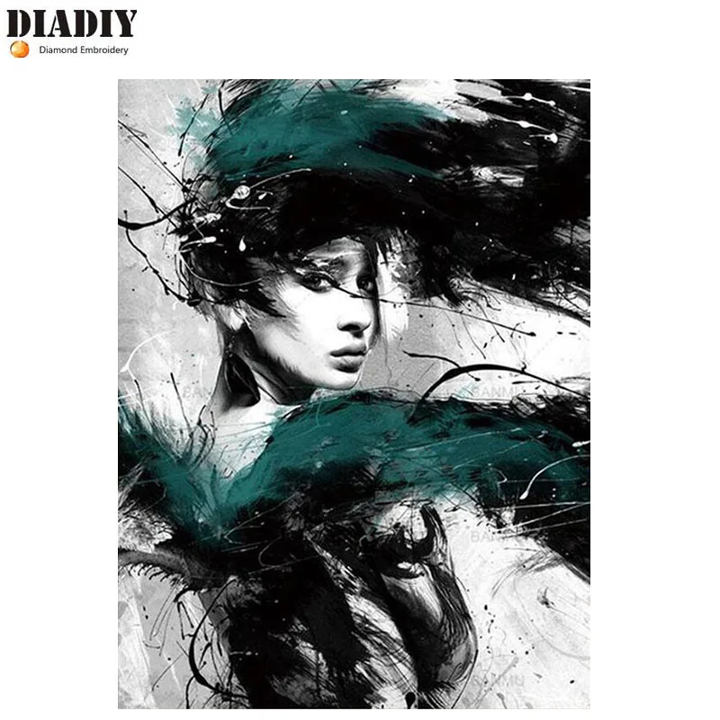 DIADIY фото на заказ 5d diy алмазная живопись мозаика абстрактная черная женщина