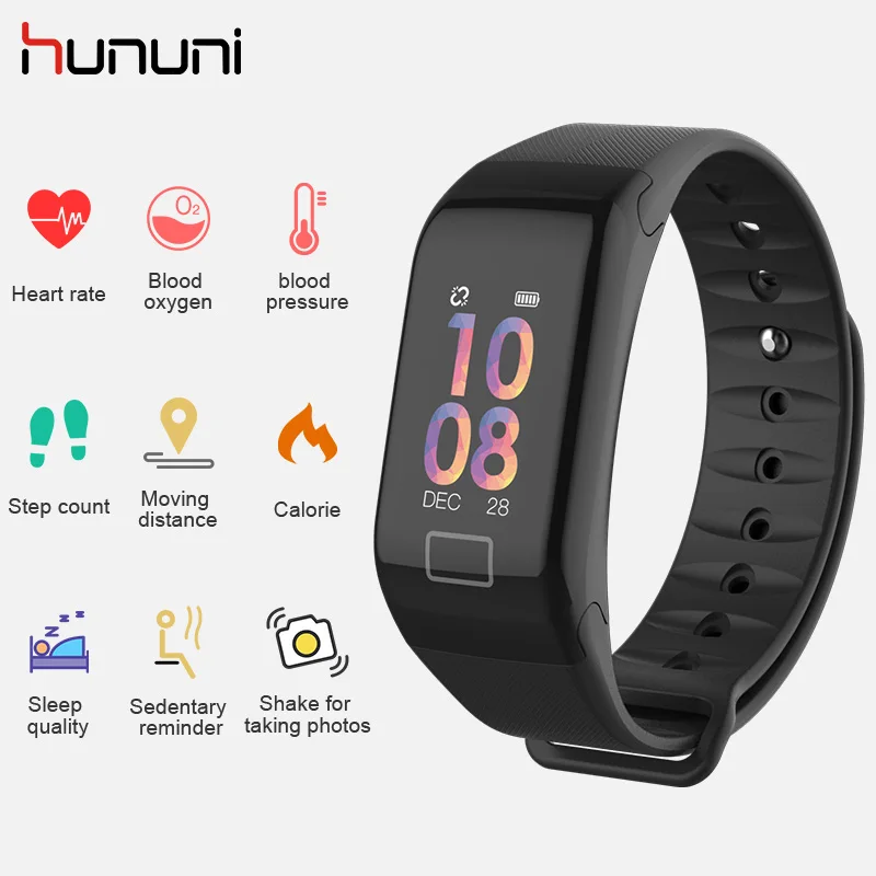 HUNUNI F1 плюс фитнес трекер для сна Шагомер умный спортивный браслет Bluetooth Смарт