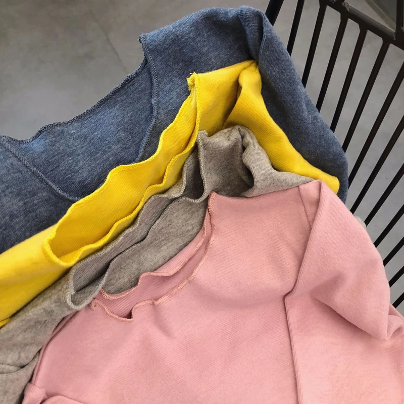

2019 New Spring Baby T Shirts Girl Boys Solid Color Long Sleeve T-shirt O-neck Baby Girls Tops T shirt Kids Clothes LZ256