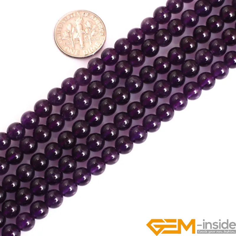 AAA круглые темно-фиолетовые Аметистовые бусины из драгоценного камня
