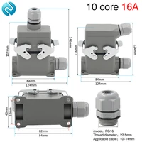 heavy duty connector hdc he 010 rectangular 10 core high base aviation plug socket waterproof top line and lateral line 16a